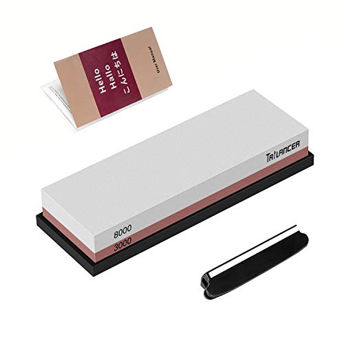 Professional Knife Sharpening Stone 3000/8000 Whetstone, Premium Knife Sharpener, Trilancer Waterstone, Angle Guide and User Manual Included