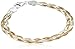 Sterling Silver Italian Tri-Color Four-Strand Braided Herringbone Chain Bracelet, 7.5