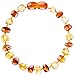 Baltic Amber Teething Bracelet or Anklet for Babies, Toddlers, and Kids - Lab-Tested - Baroque Cognac/Honey Mix - 5.5 Inches