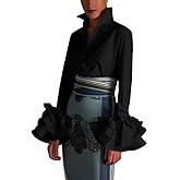 UOOZEE Womens Button Down Shirt Long Sleeve Dress Shirts Solid Work Blouse