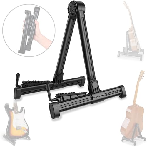 VEDO Suporte dobrável para múltiplos instrumentos – Dobrável para guitarras elétricas, guitarras acústicas, ukuleles, violinos e banjos – Portátil e leve