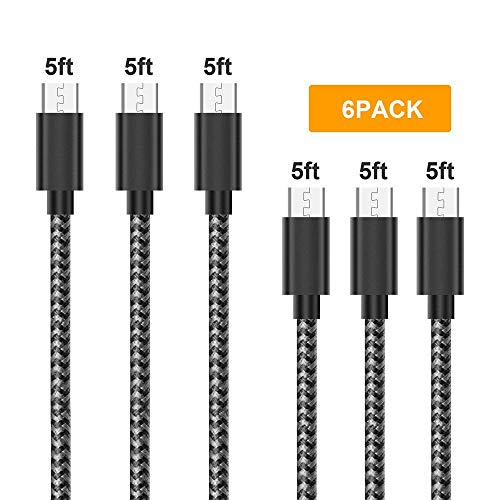 Gopala Micro USB Cable Android Charger [6-Pack 5ft] Nylon Braided Fast Sync&Charging Cord for Android, Samsung, Nexus, LG, HTC, Nokia, Sony, and More