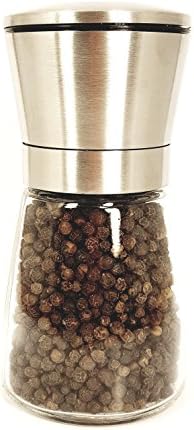 Premium Salt and Pepper Mill by Clare Ann Products – Adjustable Brushed Stainless Steel Salt Mill and Pepper Grinder – Designed Specifically for Grinding Himalayan and Sea Salts – One Mill In Package