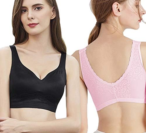 ナイトブラ T Wilker 2枚組 在庫処分 スポーツブラ ブラジャー 育乳 Vネック ノンワイヤーブラ 夜用ブラ 背美人 24時間 可愛い バストアップ レース パット付き