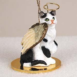 Black And White Cat Tabby Miniature Angel Christmas Ornament New Cta02