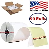 Two ply carbonless rolls, 3 x 95 feet Carbonless White/Canary, 50 Rolls Per Carton Made in USA From BuyRegisterRolls