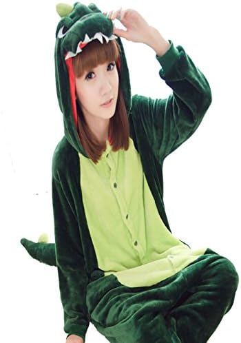 Unisex Adult Pajamas Plush One Piece Cosplay Dinosaur Animal Costume Large