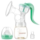 OMORC Breast Pump, Manual Breastfeeding Pump with 160ml PPSU Milk Bottle, Comfortable Hand Silicone Pump with 2 Sucking Modes, 100% Food-Grade BPA Free