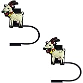 STRACOUPI Goat Silicone Straw Covers for Stanley Cup, Reusable, Cute Toppers Accessories for Tumblers, 2PCS Decorative & Personalized Straw Cover Cap (s1)