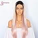 Sapphirewigs Fashion Blogger Silk Straight Dark Roots Ombre Pink Synthetic Lace Front Wedding Party Wigs