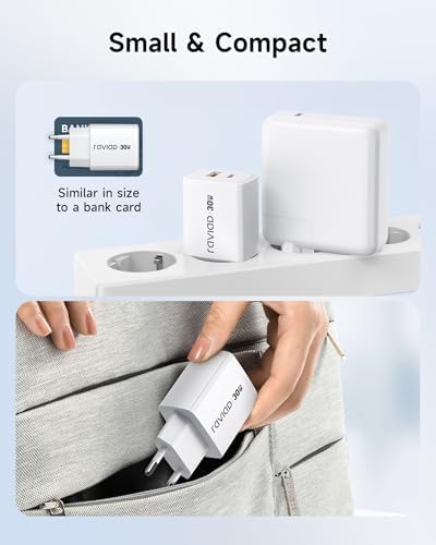 Caricatore USB C Rapido 2 Pezzi, 30W 2 Porte GaN Presa USBC
