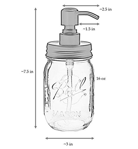 Mason Jar Soap Dispenser (Oil Rubbed Bronze), Bonus Soap/Lotion Label Tag Stainless Steel Pump, with 16 Ounce Ball Mason Jar, Bathroom, Kitchen, Farmhouse Decor (Venetian Bronze)