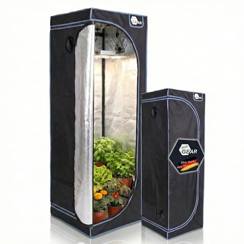 your GEAR Plantsville Grow Zelt 60x60x180 cm – Indoor Growbox für Pflanzenzucht – Lichtundurchlässiges Gewächshaus mit Klimasteuerung – Reflektierende Mylar Inn