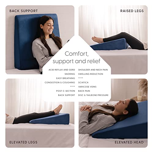 Milliard Bed Wedge Pillow with Memory Foam Top Helps with Acid Reflux