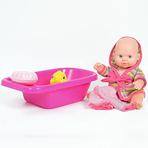 8 Inch Baby Bath Time Doll with Bathtub and Accessories Great Doll