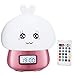 Multicolor Silicone Alarm Clock Led Touch Table Nightlight Rechargeable Sensitive Remote Control Cute Animal Desk Lamp Bedroom Lamp for Baby, Children, Toddlers or Nursery -Pink