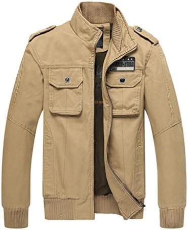 Ubon Men's Cotton Utility Jackets (Khaki,US L/Tag 2XL)