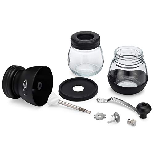 Zolay Manuelle Kaffeemühle mit Keramik-Frässtiften, Glasdosen, Silikonabdeckung und Edelstahlgriff, Hand-Kaffeemühle mit… – Bild 3