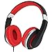 rockpapa HS20 Wired Kids Headphones for School, Foldable Lightweight Boy Girl Headphones with Microphone & 3.5mm Jack for 3-15 Year Old for Airplane Tablet Phones Black Red