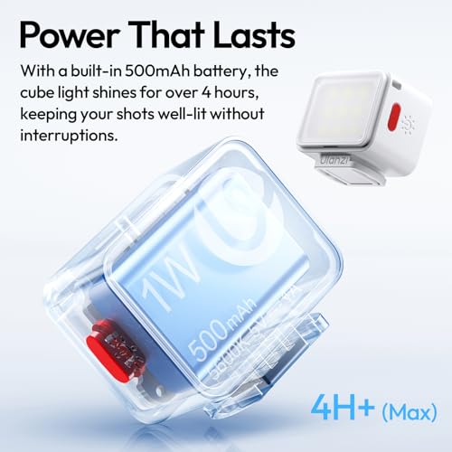 ULANZI DG01 Mini Cube Phone Light Portable LED Camera Light for DJI OSMO Pocket 4/3 Action Camera Sony zv-e 10 Canon r550,Support Magnetic Attraction & Type-C Charging for ULANZI JJ02 Tripod