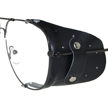 Seitenschutz aus Leder in schwarz für große Brillen | Windschutz