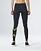 2XU Women's Mid-Rise Compression Tights, Black/Bright Green, Medium