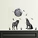 BIBITIME Creative Howling Wolf Silhouette Stickers Vinyl Moon Flying Birds Wall Decal for Living Room Porch Cinemas Window Nursery Kids Room Decor Home Art Mural