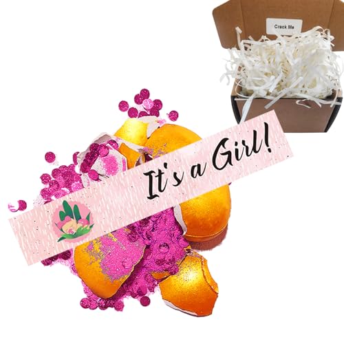 Gold Egg Pregnancy Announcements,Pregnancy Reveal Ideas,Announcement for New Baby,Pregnancy Announcement for Grandparents Husband Aunt and Uncle Friend,Gender Reveal Egg With Pink Sequins for Family (Girl)