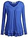 DJT Women's Round Neck Long Sleeve Ruched Front T Shirt Top Large Blue