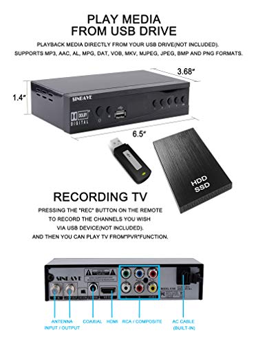 Digital TV Converter Box, Digital Converter for Analog TV, HD 1080P TV with Recorder, ATSC HDTV Digital Converter with Tuner, Pause Live, Multiple USB Playback - Thumbnail 5