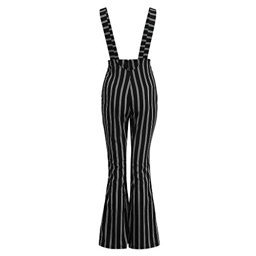 Fitfulvan Women High Waist Harem Pants Women Bowtie Elastic Waist Stripe Casual Jumpsuit