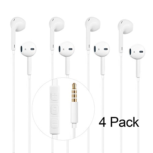 Vicartor Earphones 4Pack Headphones Headsets Earbuds with Remote Control and Mic Fully...