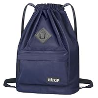 HITOP Drawstring Backpack, Waterproof Snow Resistant Lightweight Sport Gym Bag For Men and Women (Blue)