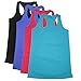 Semath Women's Basic Soft Fancy Breathable Sleeveless Racerback Crop Tank Top, Black/Aqua/Blue/Crimson, X-Large