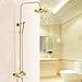 Polished Gold Shower Set 8-Inch Rainfall Shower Head Brass Shower Faucet Kit with Hand Held Spray High End Luxury