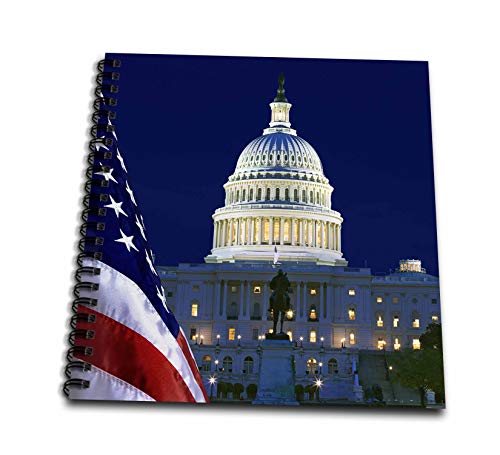3dRose db_314756_2 USA, Washington DC. Capitol Building and US Flag at Night. -…