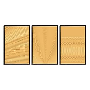 Framed Canvas Wall Art for Living Room, Bedroom Gold Geometric Canvas Prints for Home Decoration Ready to Hanging - 16"x24"x3 Panels