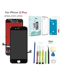 Repuesto de pantalla para iPhone 8 Plus (5,5 pulgadas) Kit de reparación completo de pantalla LCD táctil 3D, digitalizador táctil LCD, pantalla de cristal, cubierta de repuesto libre, vidrio templado, herramientas, instrucciones (idioma español no garanti