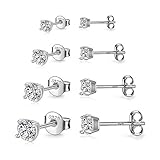 925 Sterling Silver Stud earrings Set | White Gold