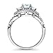 BERRICLE Rhodium Plated Silver Halo 3-Stone Woven Promise Engagement Ring Made with Swarovski Zirconia Round