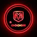 Heart Horse LED Cup Holder Lights, Car Logo Coaster with 7 Colors Changing USB Charging Mat, Luminescent Cup Pad Interior Atmosphere Lamp Decoration Light for Dodge Accessories (2 PCS， Waterproof)