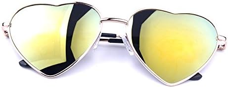 Amazon Co Jp Zhang Fangxin ハート型 カット太陽眼鏡 高級 メタル フレーム 芸能人風 小顔効果 メガネ 男女兼用 レトロサングラスメガネ 金の水銀 服 ファッション小物