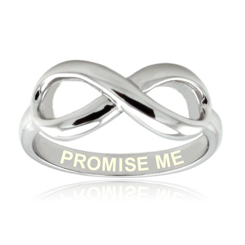 Sterling Silver Promise Me Engraved Infinity Ring, Size L 1/2