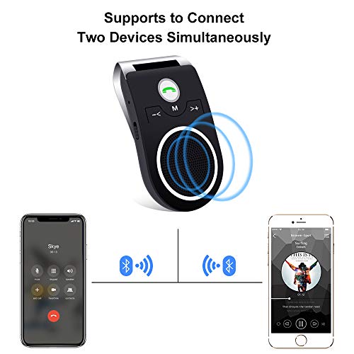 Aigoss Wireless Car Speakerphone Handsfree Bluetooth AUTO Power Off Visor Wirefree Hands Free in Car Speakerphone Kits for Smartphone Devices - Black