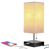 Brightech Grace LED USB Bedside Table & Desk Lamp - Modern Lamp with Soft, Ambient Light, Unique Lampshade & Functional USB Port - Perfect for Table in Bedroom, Living Room, or Office - Black