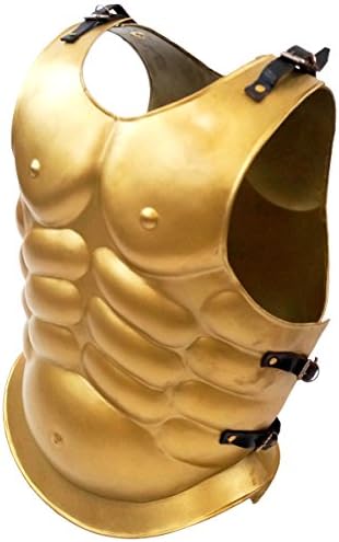 India Overseas Trading Corporation Muscle Armor Breastplate Forged Roman Conqueror Body Armor, Brass, One Size Fits All