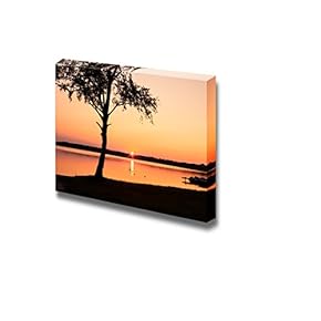 Canvas Prints Wall Art - Peaceful Sunset at The Lakeshore | Modern Wall Decor/Home Decoration Stretched Gallery Canvas Wrap Giclee Print. Ready to Hang - 12" x 18"