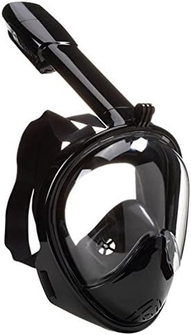 180° View Full Face Snorkel Panoramic Mask Detachable Gopro Mount Arm Compatible Anti Leak Design With Adjustable Head Straps For Diving Underwater Activities (Black, L)