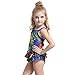 Girls' Swimsuit One-Piece Bathing Swimwear children Lovely Swimming Dress Swimwear Baby Girl's Beachwear Swimsuit (6-8years, Parrot Blue)