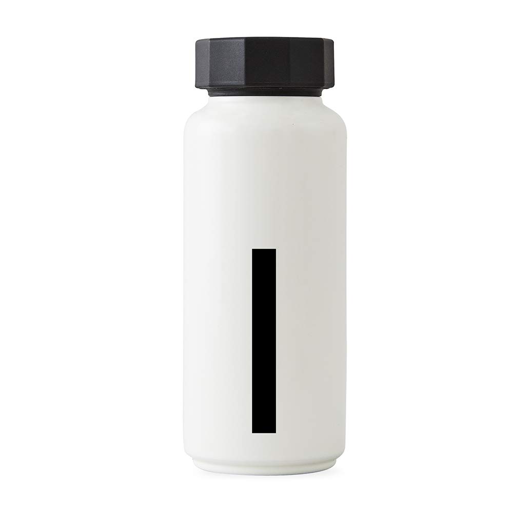 Design Letters Personal Thermo/Insulated Bottle (White) - I - BPA-Free Double Walled Vacuum, Stainless Steel, Nordic Design, Keeps Cold for up to 24 Hrs/Hot up to 12 Hrs, 500 ml, Leak-Proof, 280 g.